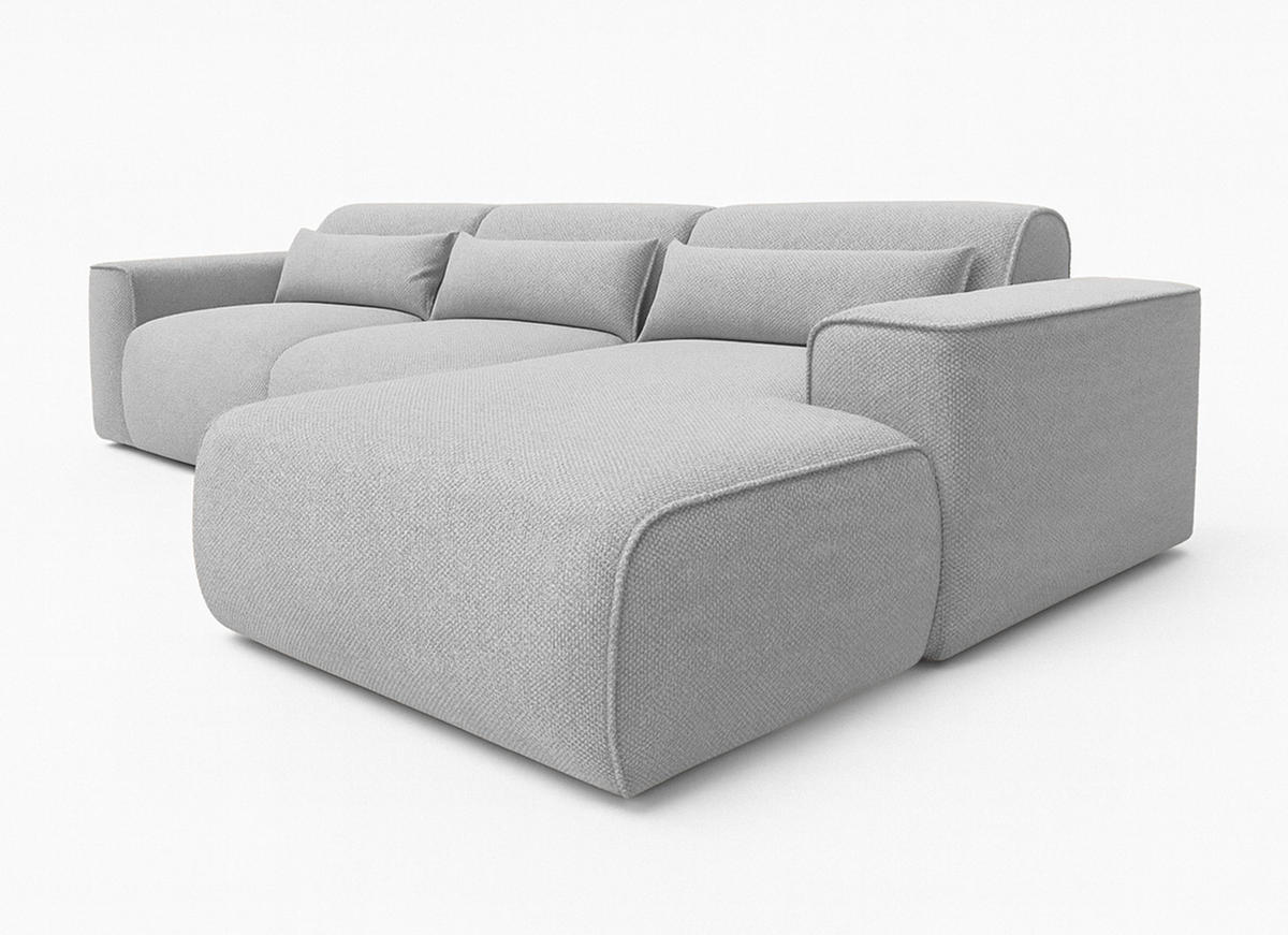 ECKSOFA L Form Ruyam Hellgrau 310/165/78 cm – Schlaffunktion Rechts - Hellgrau/Schwarz, Kunststoff/Textil (310/170cm) - AX Living