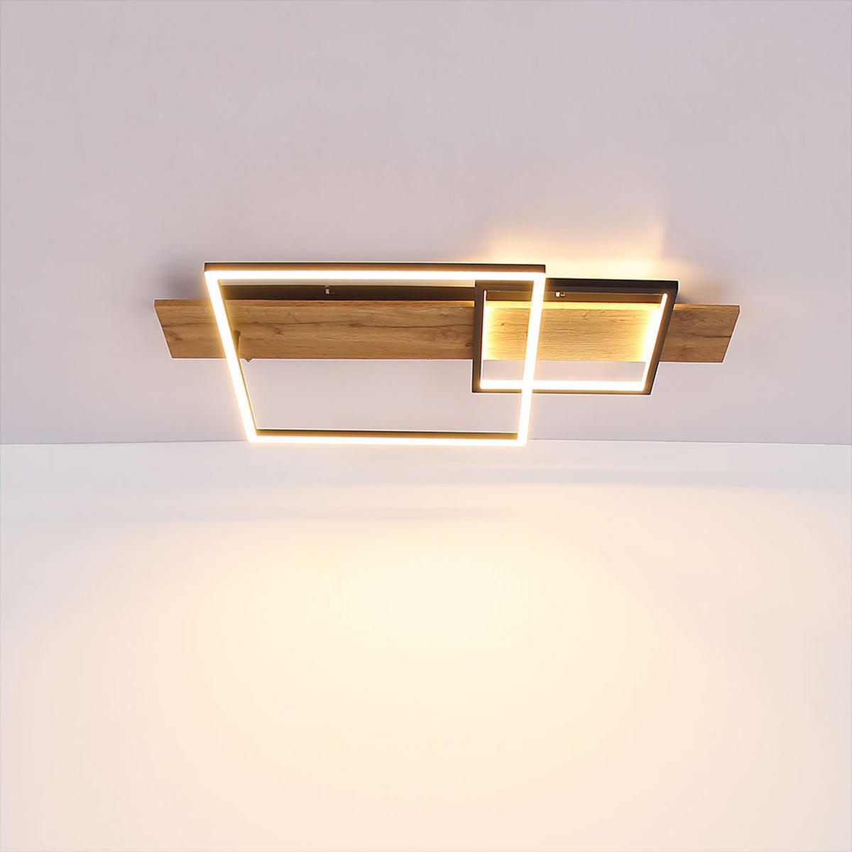 LED DECKENLEUCHTE Vanni Schwarz Holzoptik - Braun, Metall (75/40/10cm) - Globo Lighting