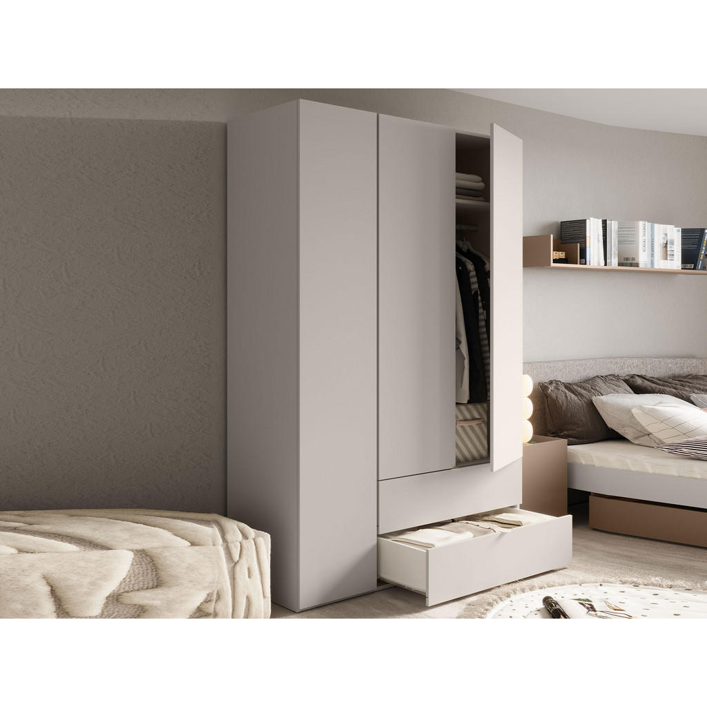 Thumbnail - Mirjan24 Kleiderschrank, Kaschmir, Holzwerkstoff, 2 Schubladen, Rechteckig, 130x201x55 cm, Schlafzimmer, Kleiderschränke