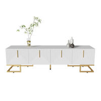 LOWBOARD 170/40/45,5 cm aus Spanplatte mit 4 Türen und goldfarbenen Metallfüßen Weiß - Weiß, Holzwerkstoff (200/60/35cm) - Modenvie