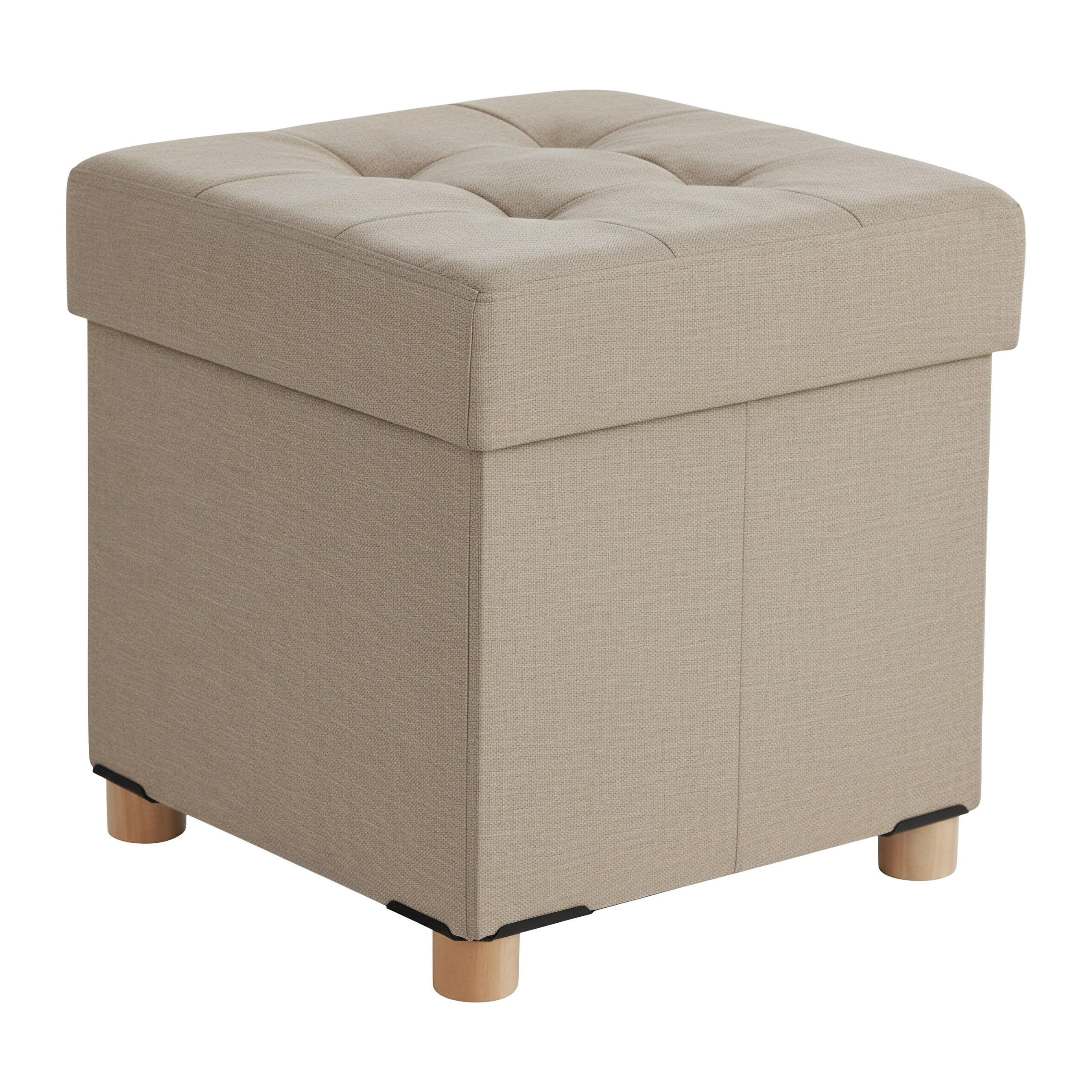 HOCKER - Beige, Holzwerkstoff/Textil (38/38/38cm) - Relaxdays