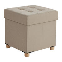 HOCKER - Beige, Holzwerkstoff/Textil (38/38/38cm) - Relaxdays