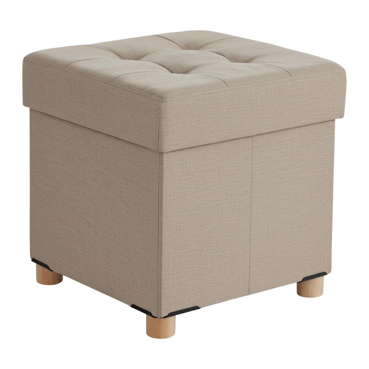 HOCKER - Beige, Holzwerkstoff/Textil (38/38/38cm) - Relaxdays