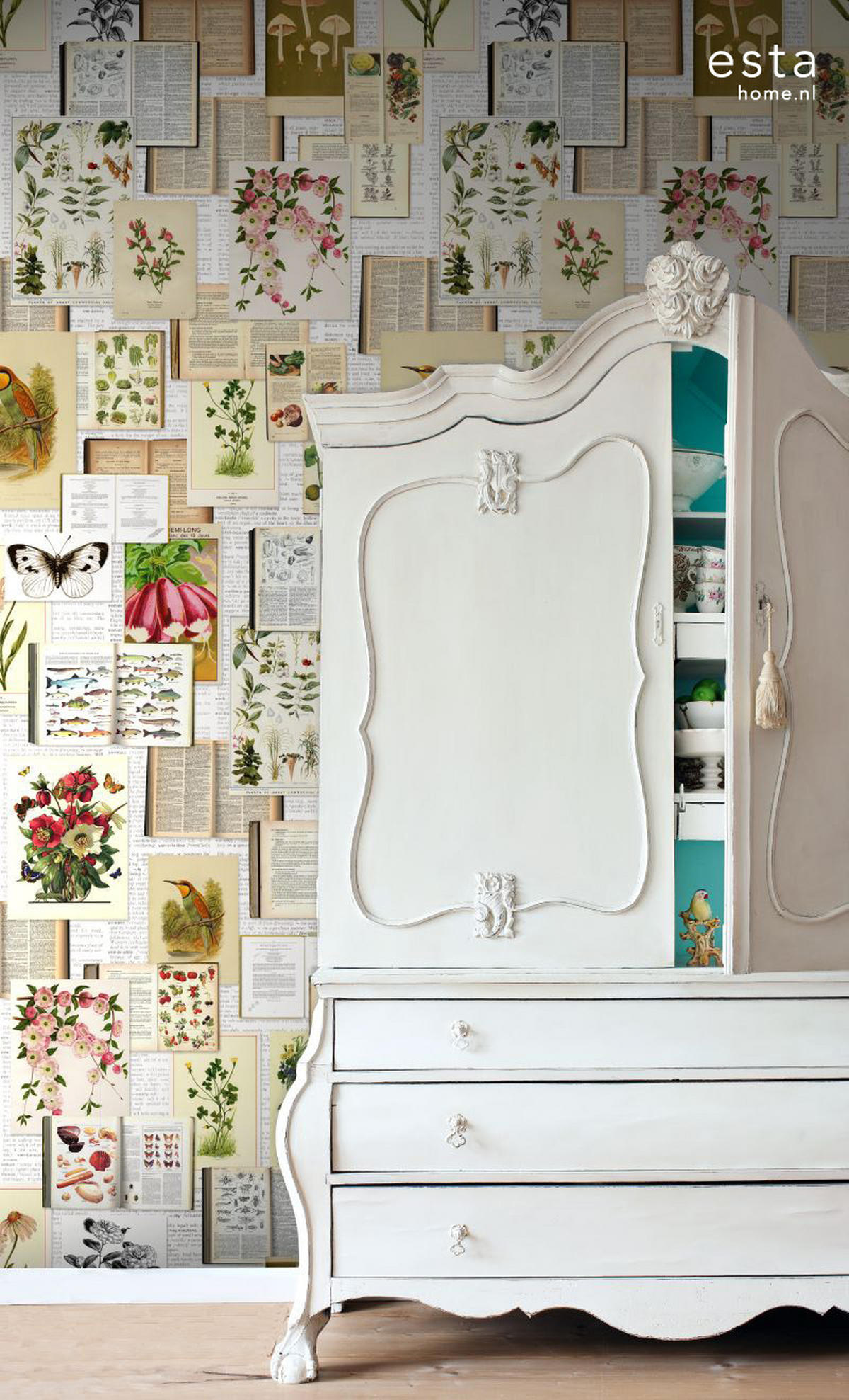 FOTOTAPETE botanische Motive 100 x 279 cm - Beige, Papier (100/279cm) - ESTAhome