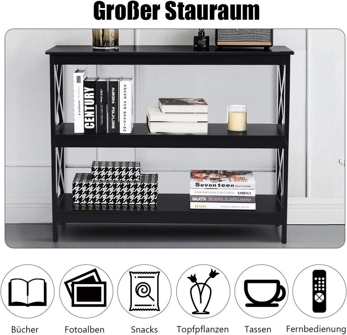 KONSOLBORD 80 cm Svart - Svart, Trä (30/100/80cm) - COSTWAY