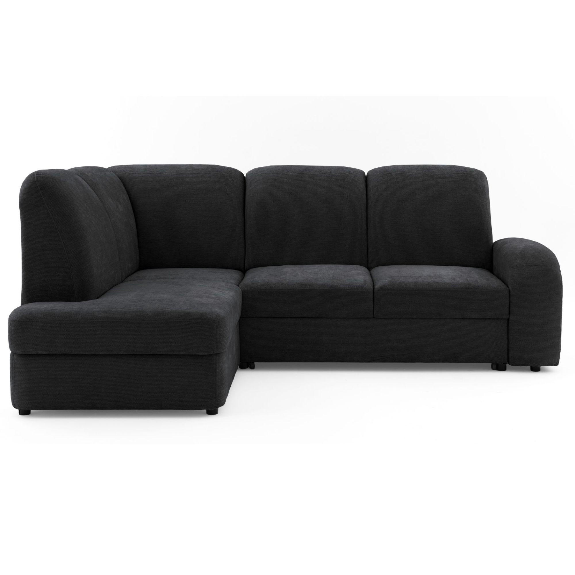 ECKSOFA VIBE L Links mit Schlaffunktion 129x205 Chenille Anthrazit - Anthrazit/Schwarz, Holz/Kunststoff (186/250cm) - Muffo