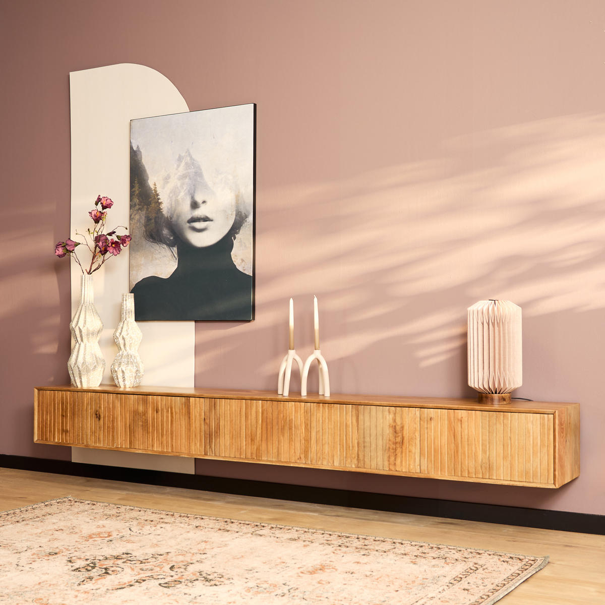 LOWBOARD Dimora Mangoholz 280 cm / 35 cm Natur - Naturfarben, Holz (280/30/35cm) - Villa Möbel