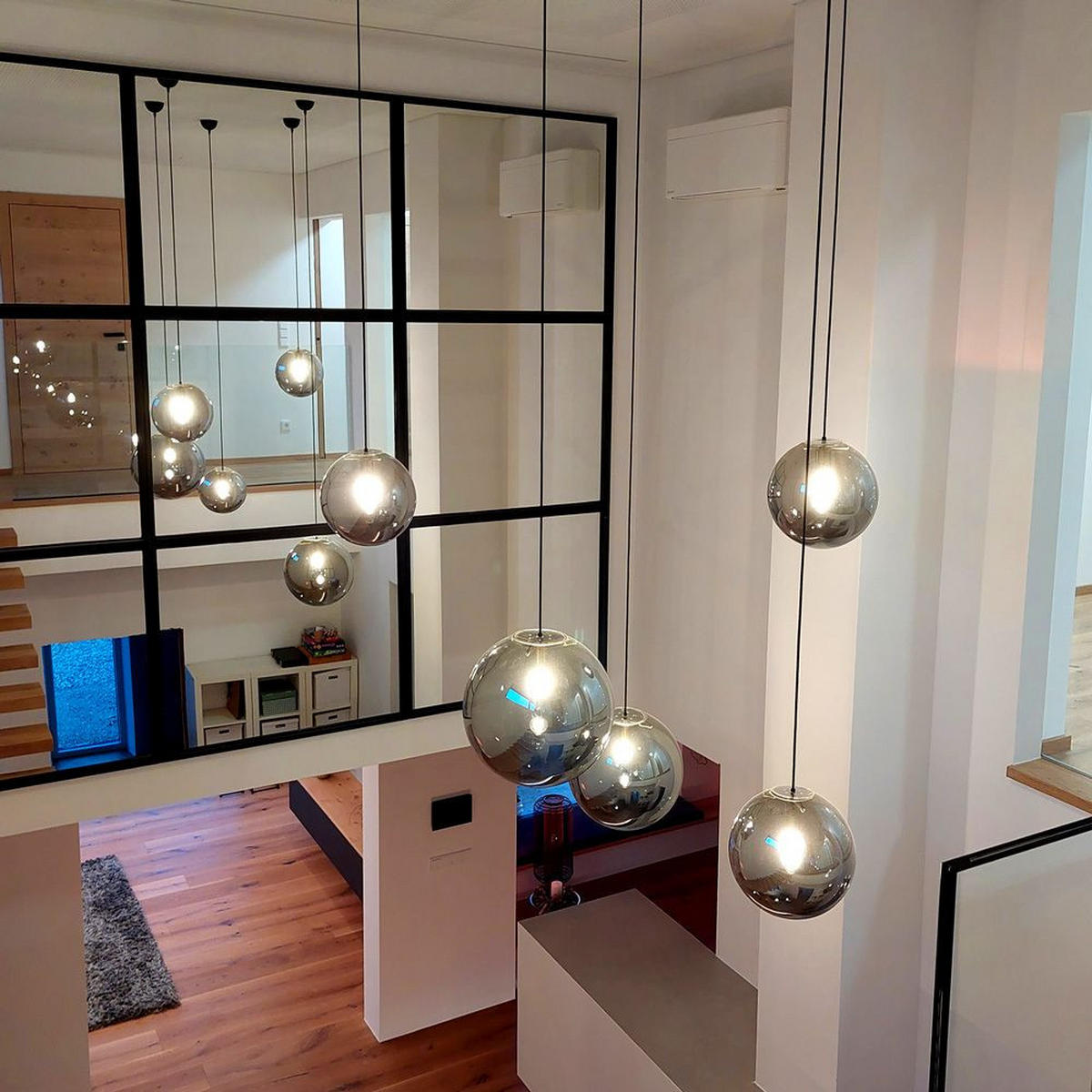 GALERIELEUCHTE Orb 5m Abhängung Klar/Schwarz Ø 40cm - Klar, Glas (40/40/40cm) - s.luce