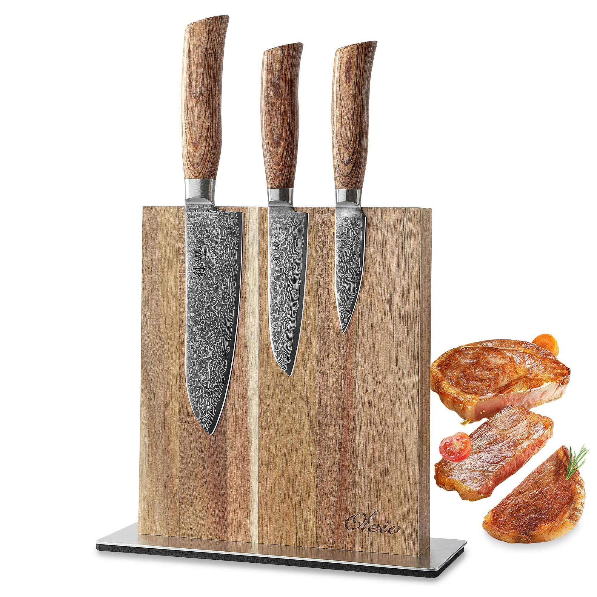 MESSERSET 3-TEILIG 8–16 cm - Braun, Holz/Metall - Wakoli