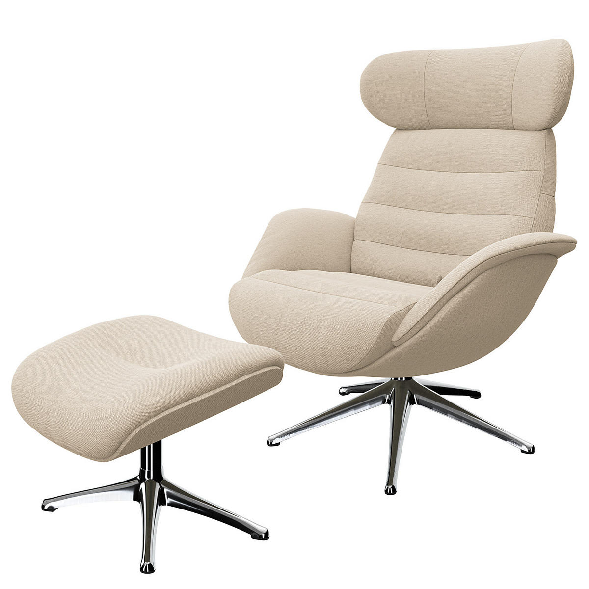 POLSTERHOCKER - Chromfarben/Beige, Textil/Metall (44/39/49cm) - home24