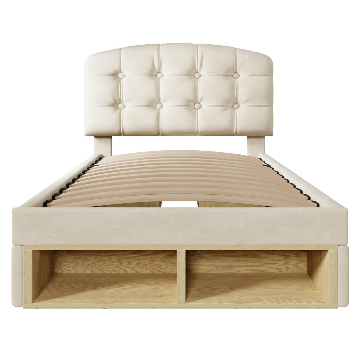 POLSTERBETT 90x200 cm in Beige mit Schubladen, Stauraum und verstellbarem Kopfteil - Beige, Textil (90/200cm) - IVMEU