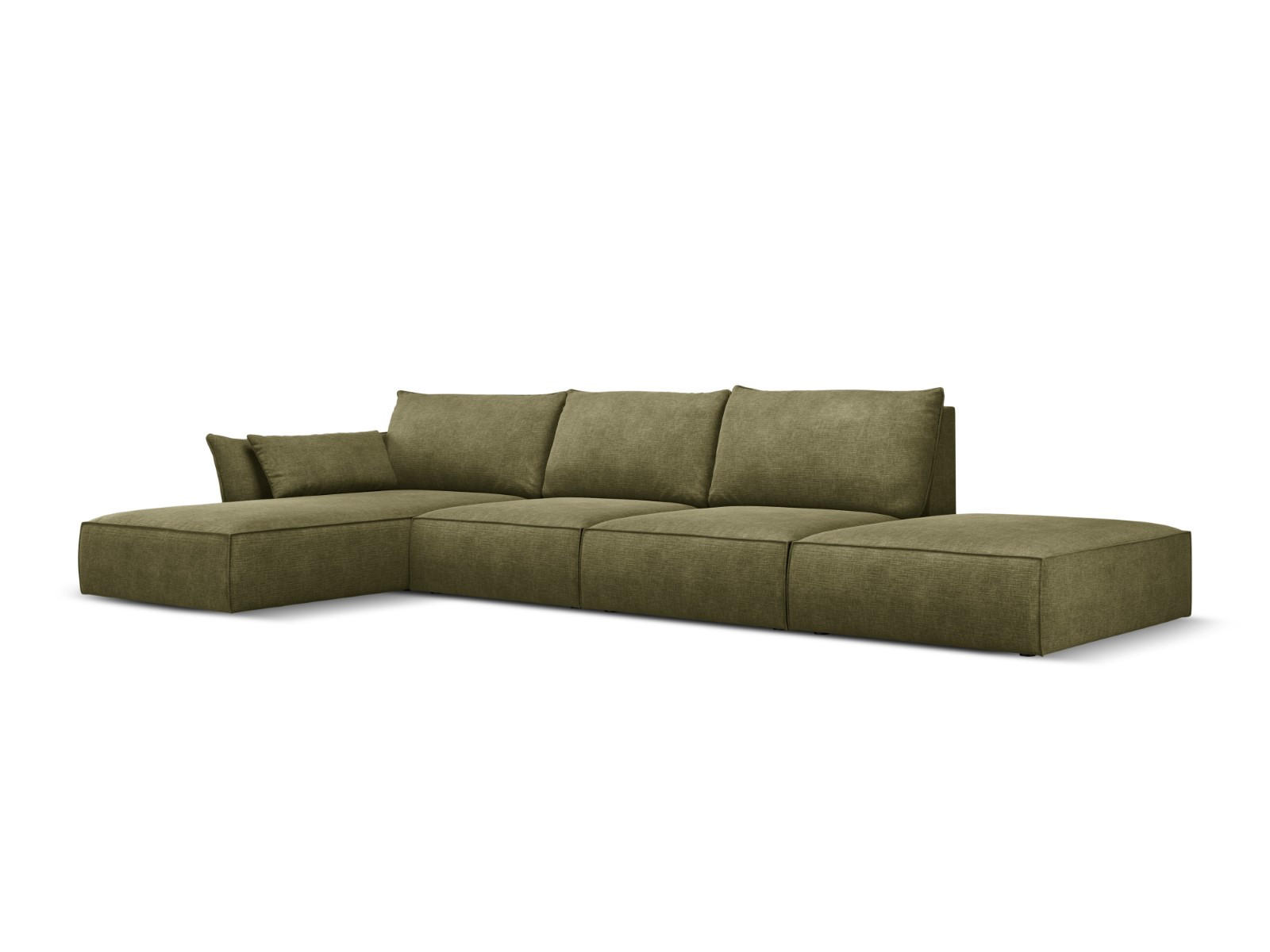 ECKSOFA links Kaelle aus Chenille-Stoff grün 5 Sitzplätze - Grün, Textil (171/364cm) - Micadoni