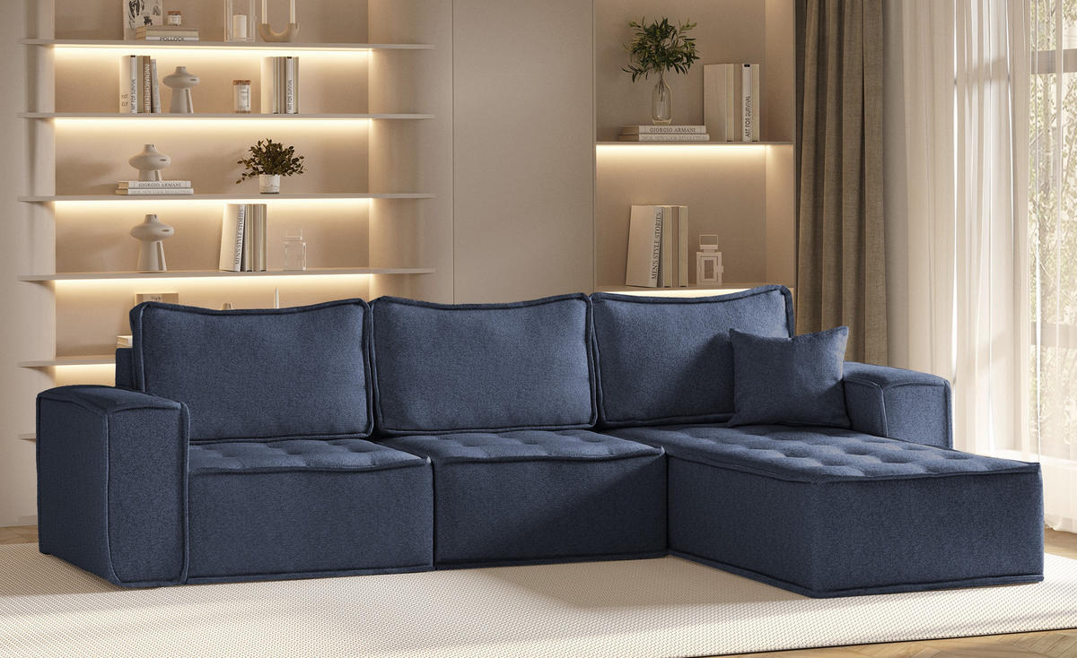 ECKSOFA L-förmige Bohoo-Maxi Blau Rechts - Blau, Holz (292/192cm) - Kaiser Möbel