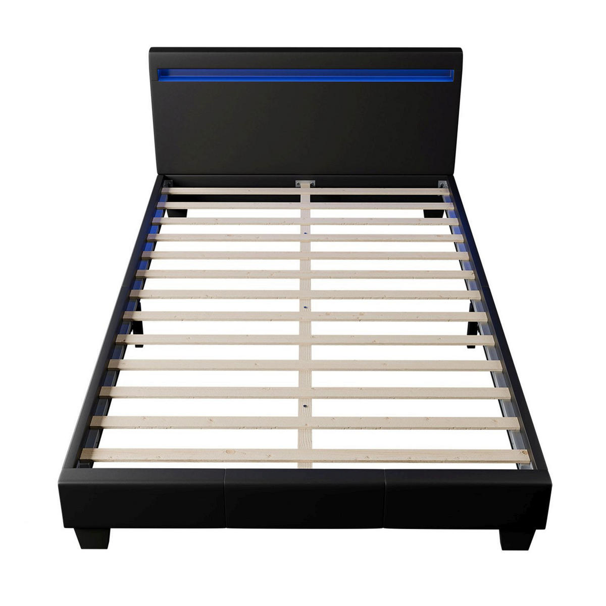 POLSTERBETT Paris mit Matratze und LED schwarz 120x200cm - Schwarz, Textil (120/200cm) - Juskys