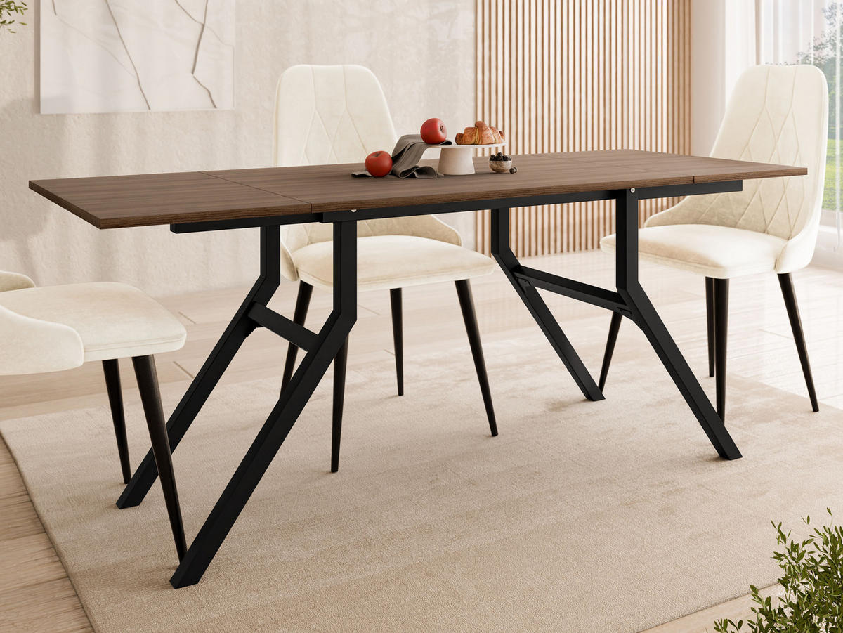 2-IN-1 COUCHTISCH UND ESSTISCH Xena Bis - Nussbaumfarben/Schwarz, Holzwerkstoff/Metall (70/100/45cm) - MIRJAN24