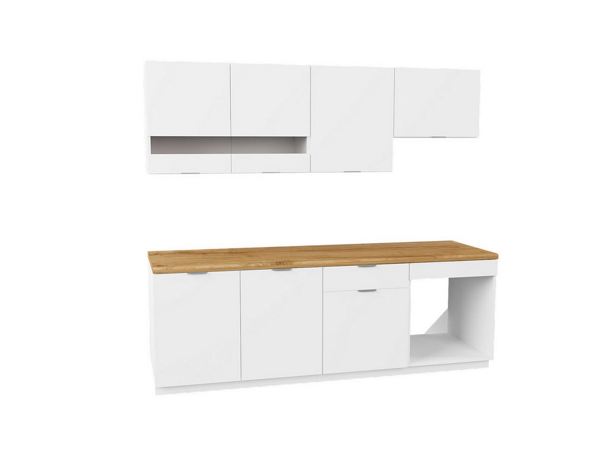 KÜCHENZEILE - 200 cm x 60 cm - holz - naturfarben hell, weiß Carmeo - Naturfarben/Weiß, Holz (200/82/60cm) - Vente-Unique