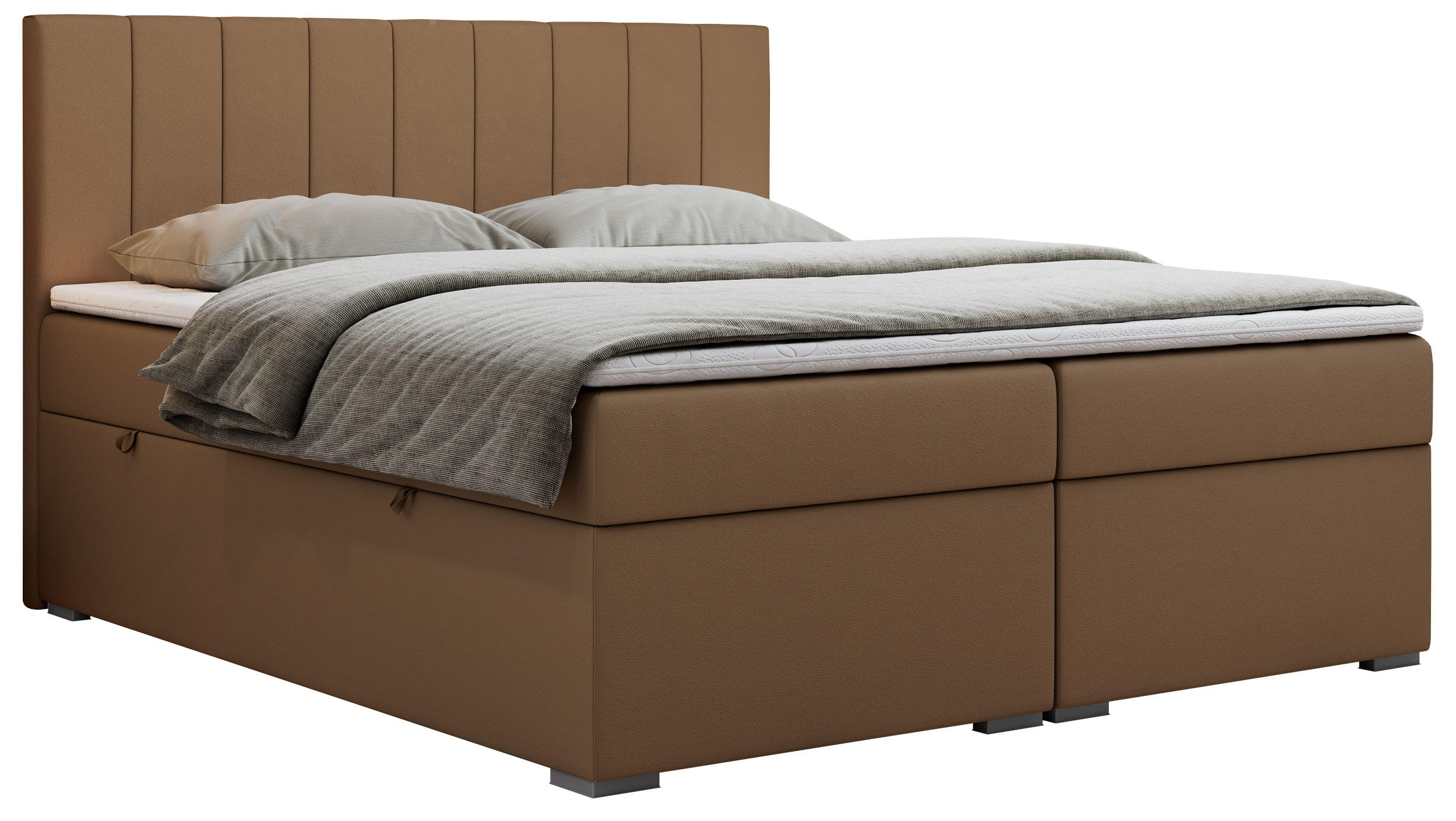 BOXBETT LOPE 140/200 - Braun Kunstleder - H3 - Braun, Holz/Textil (140/200cm)