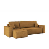 ECKSOFA Mit Schlaffunktion Und Bettkasten BEST Stoff Poso Dicker Cord Senffarbe Links - Gelb, Holz/Textil (142/244cm) - Kaiser Möbel