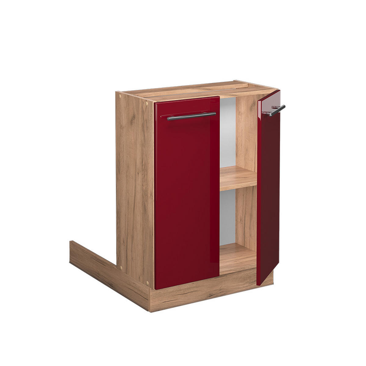 KÜCHENINSEL Fame-Line Bordeaux Hochglanz 60 cm ohne AP - Bordeaux/Eiche Wotan, Holzwerkstoff (60/82/30cm) - Vicco