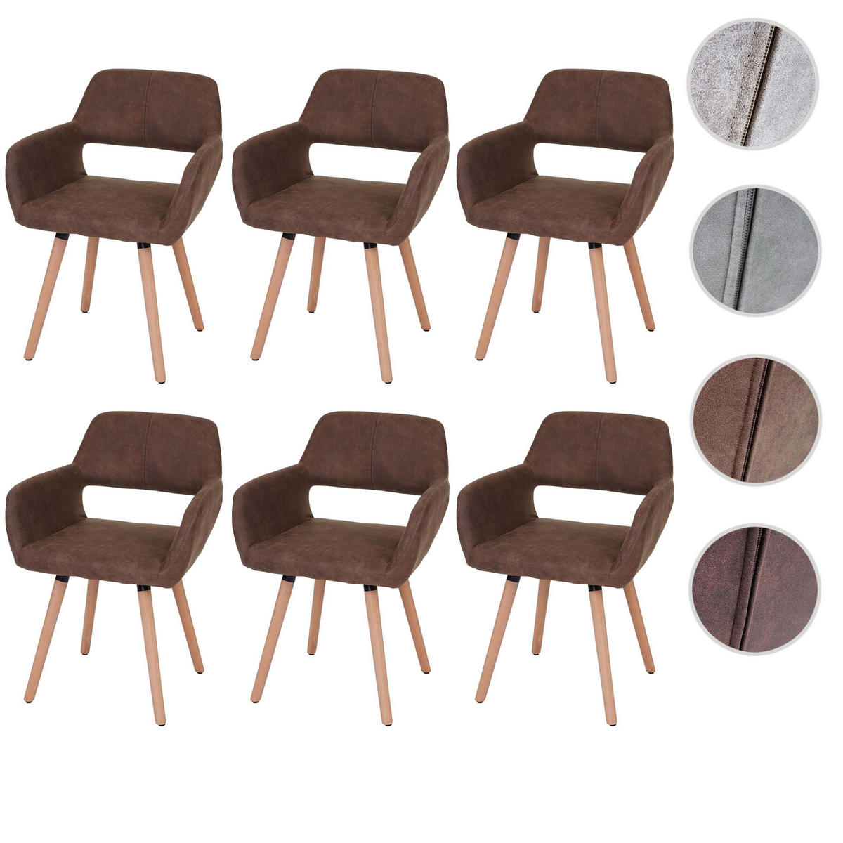 ESSZIMMERSTUHL Kastanienbraun 6er-Set - Rotbraun, Holz (56/78/57cm) - MCW