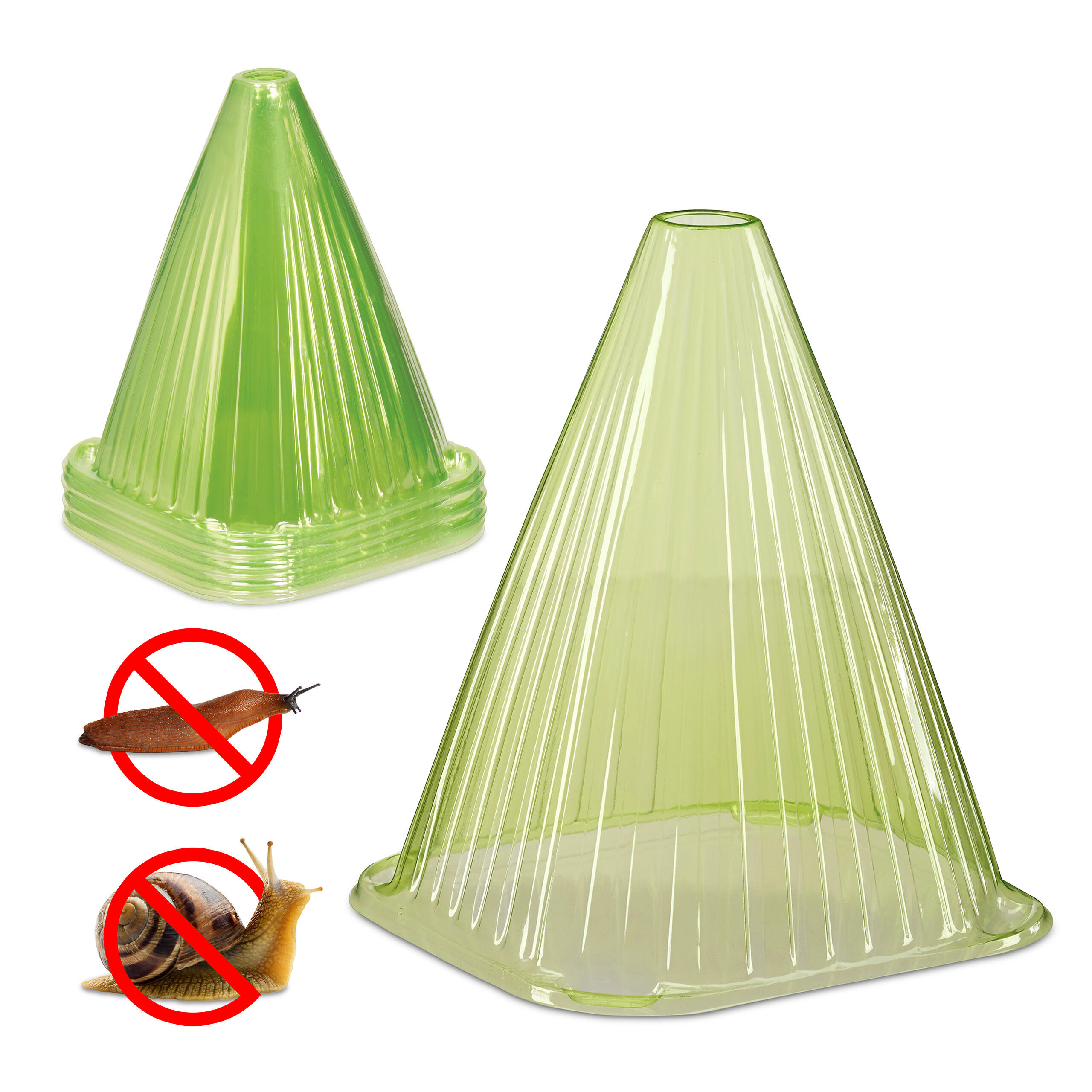 SADA rostlinných klobouků - zelená barva, plast (19/22/19cm) - Relaxdays