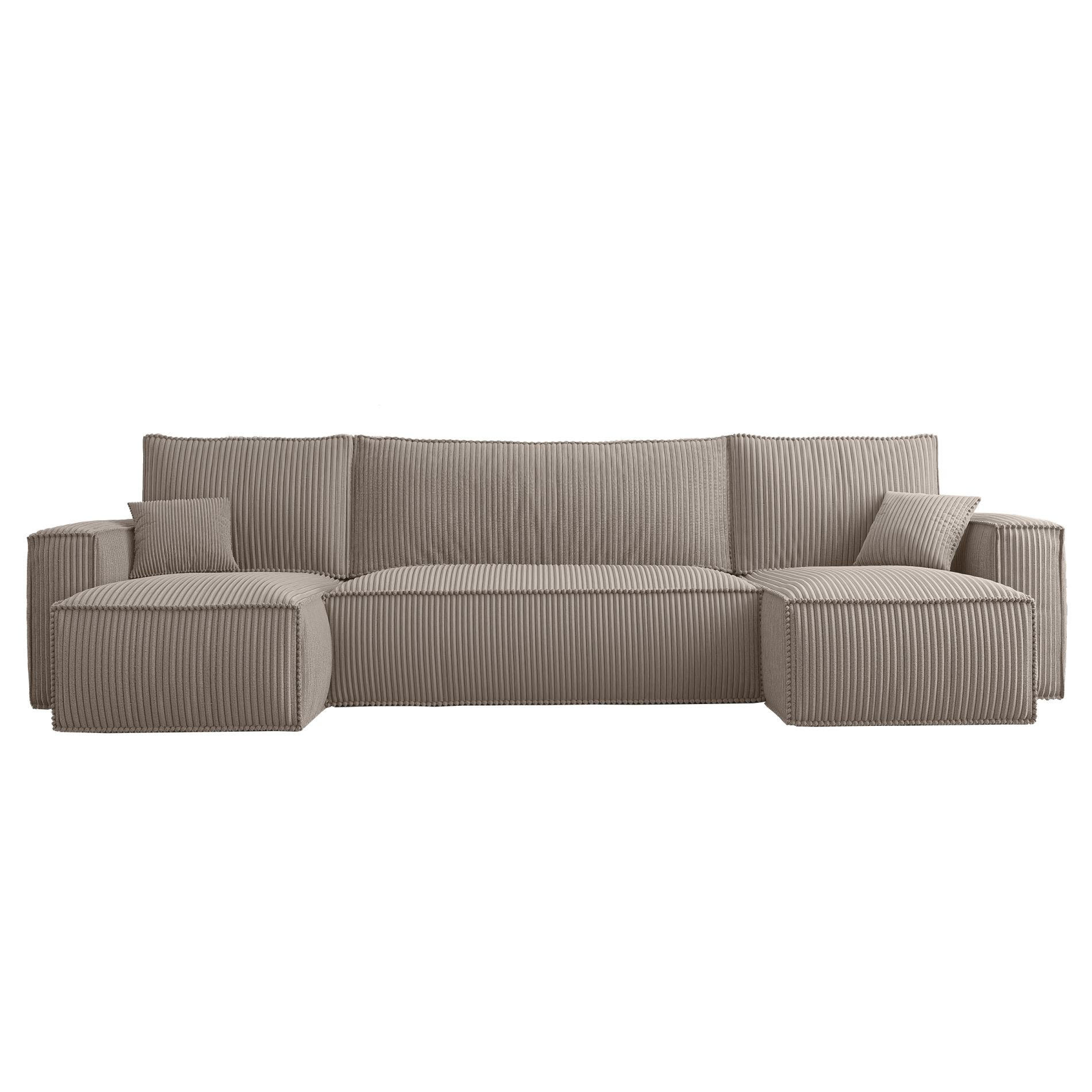 WOHNLANDSCHAFT Scarlo Beige Cordbezug - Beige/Schwarz, Kunststoff/Textil (244/83/145cm) - Selsey