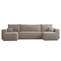 WOHNLANDSCHAFT Scarlo Beige Cordbezug - Beige/Schwarz, Kunststoff/Textil (244/83/145cm) - Selsey