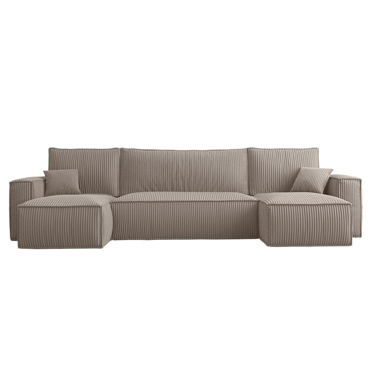 WOHNLANDSCHAFT Scarlo Beige Cordbezug - Beige/Schwarz, Kunststoff/Textil (244/83/145cm) - Selsey