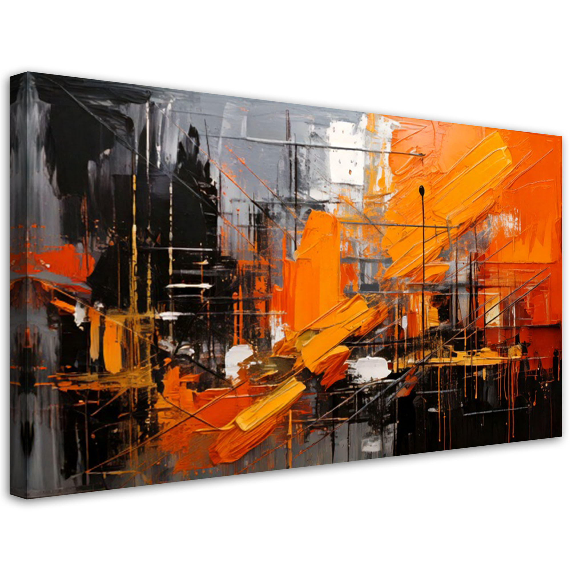 LEINWANDBILD Abstraktion Orange Industrial 120x60cm - Orange, Textil (120/60cm) - Feeby