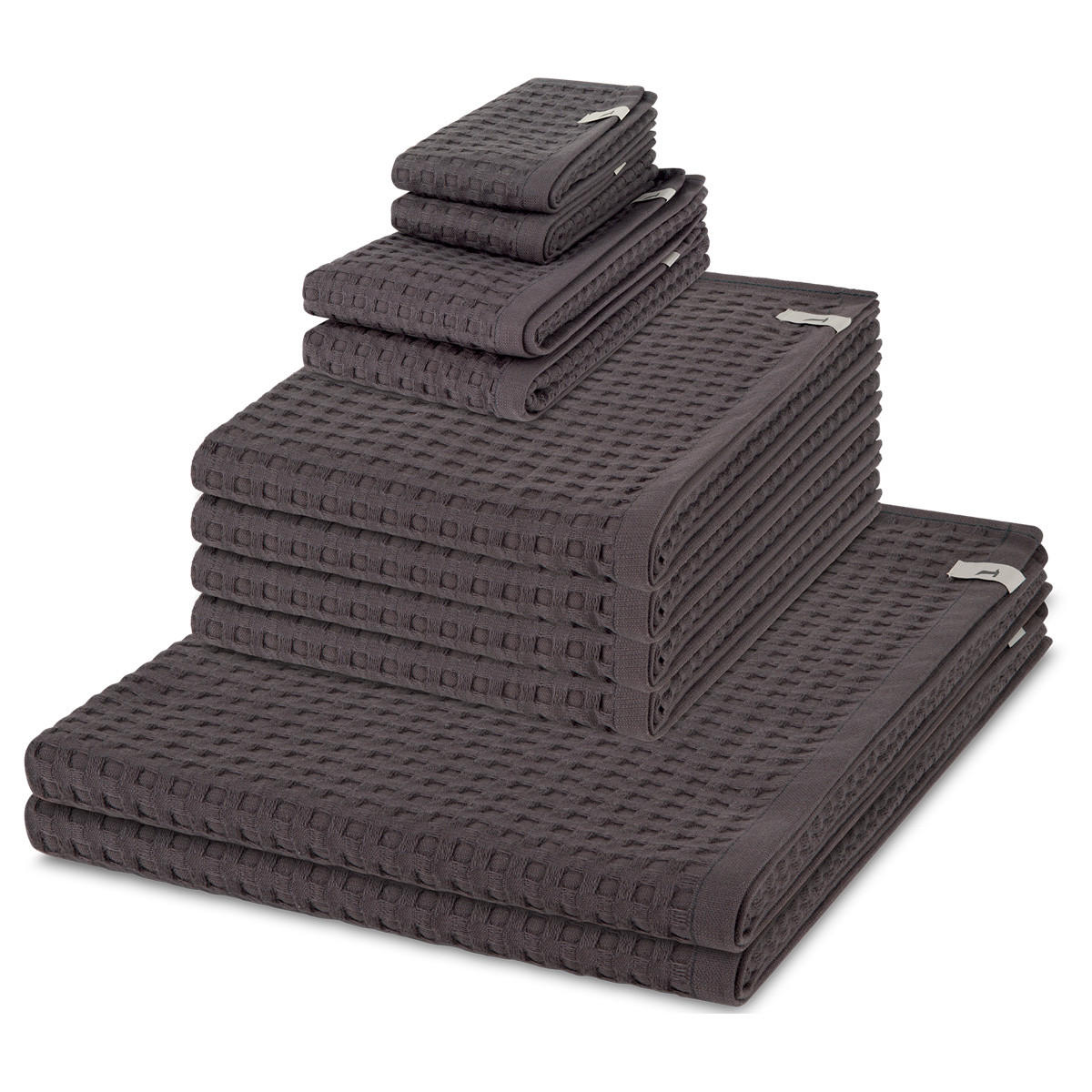 FROTTIERSET Piquee 8-teilig - Dunkelgrau, Textil (50/100cm) - MÖVE