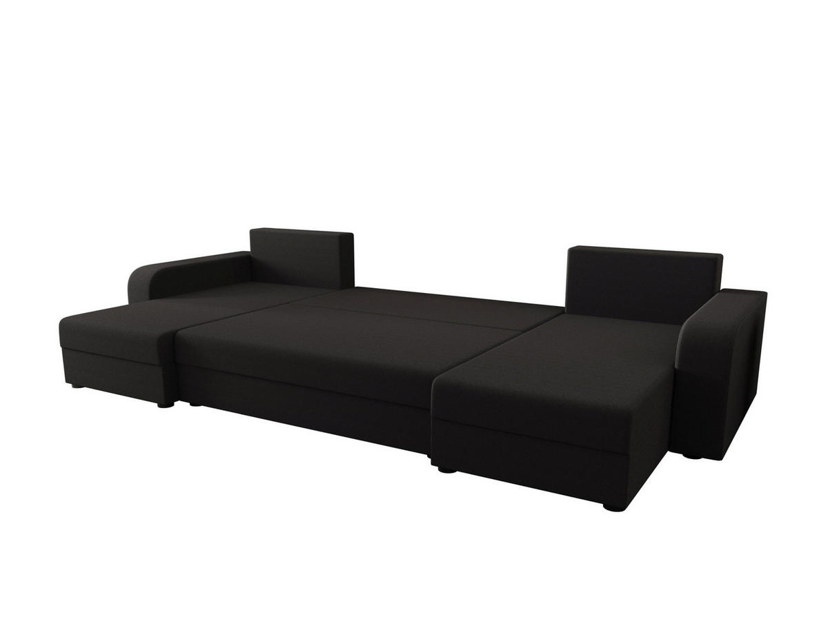 WOHNLANDSCHAFT HEWLET U BIS Sawana 05 mit Schlaffunktion - Schwarz, Textil (305/90/140cm) - Bedante