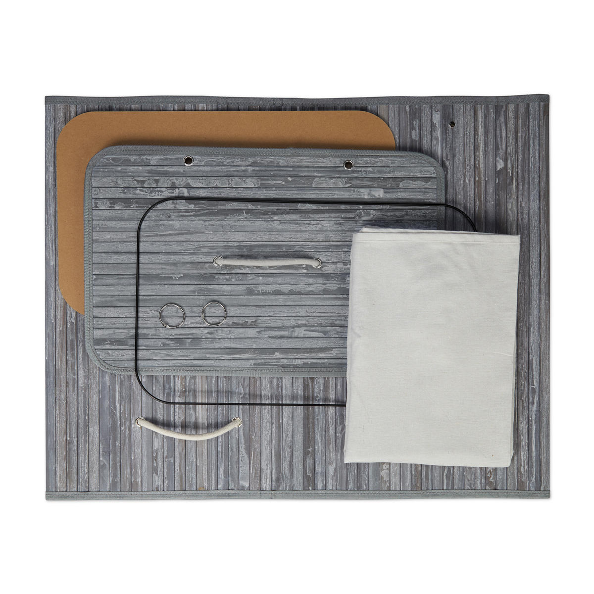 WÄSCHEKORB - Multicolor, Holz/Textil (55/63/35cm) - Relaxdays