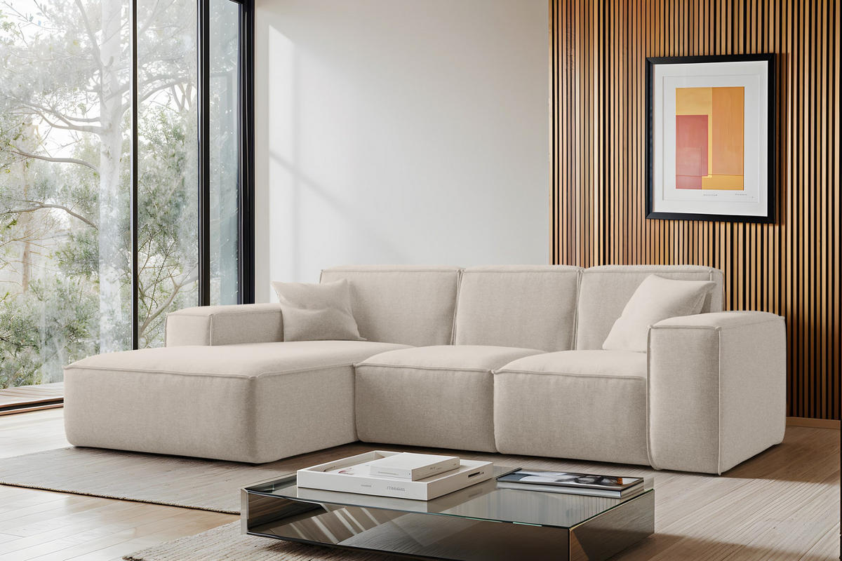 ECKSOFA L-Form Siena Stoff Maloy Beige Links - Beige, Holz (165/266cm) - Kaiser Möbel