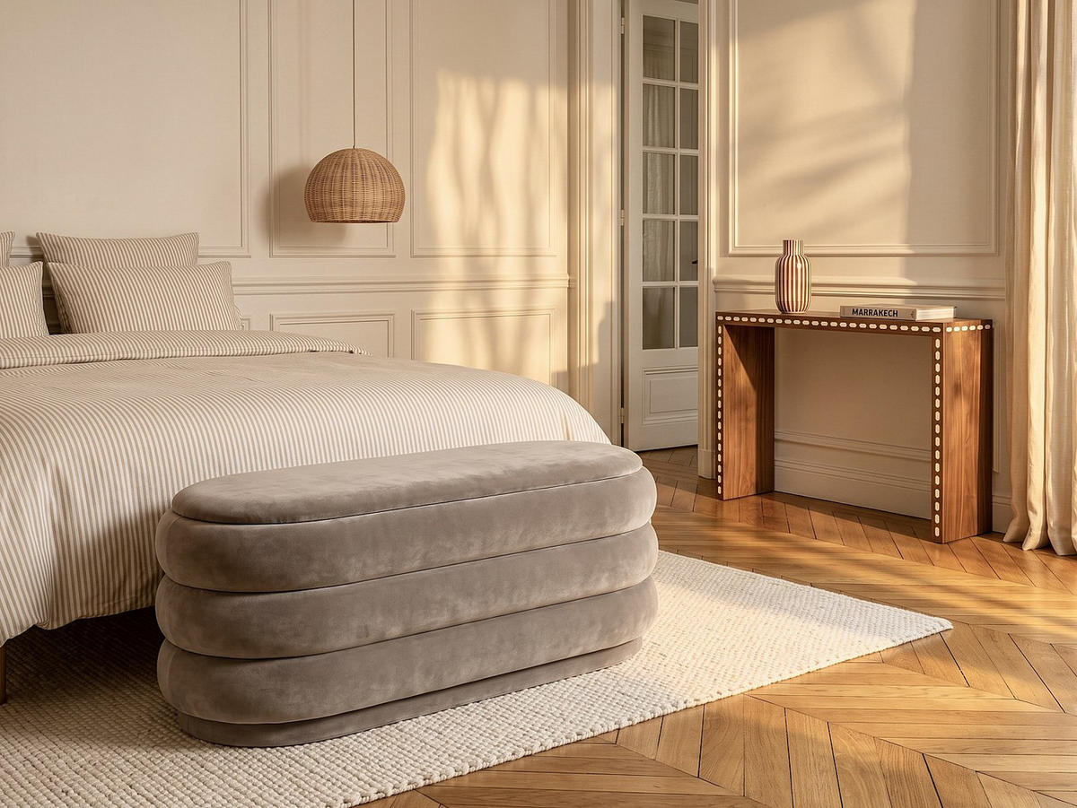 SITZBANK - 112 cm x 47 cm - stoff - taupe Ecambi - Taupe, Textil (112/49/47cm) - Vente-Unique