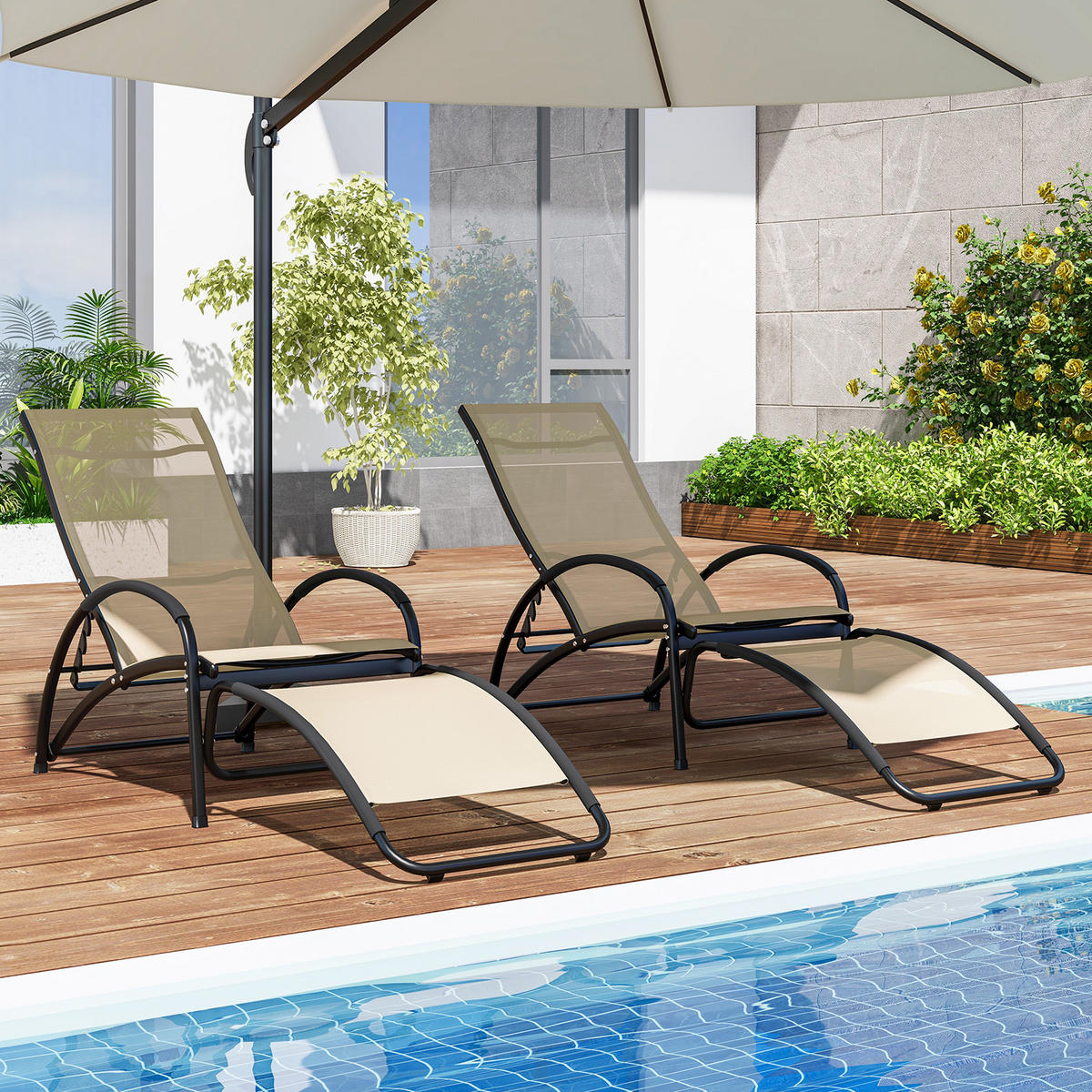 SCHAUKELSTUHL Beige - Beige, Metall (123/53/62cm) - COSTWAY