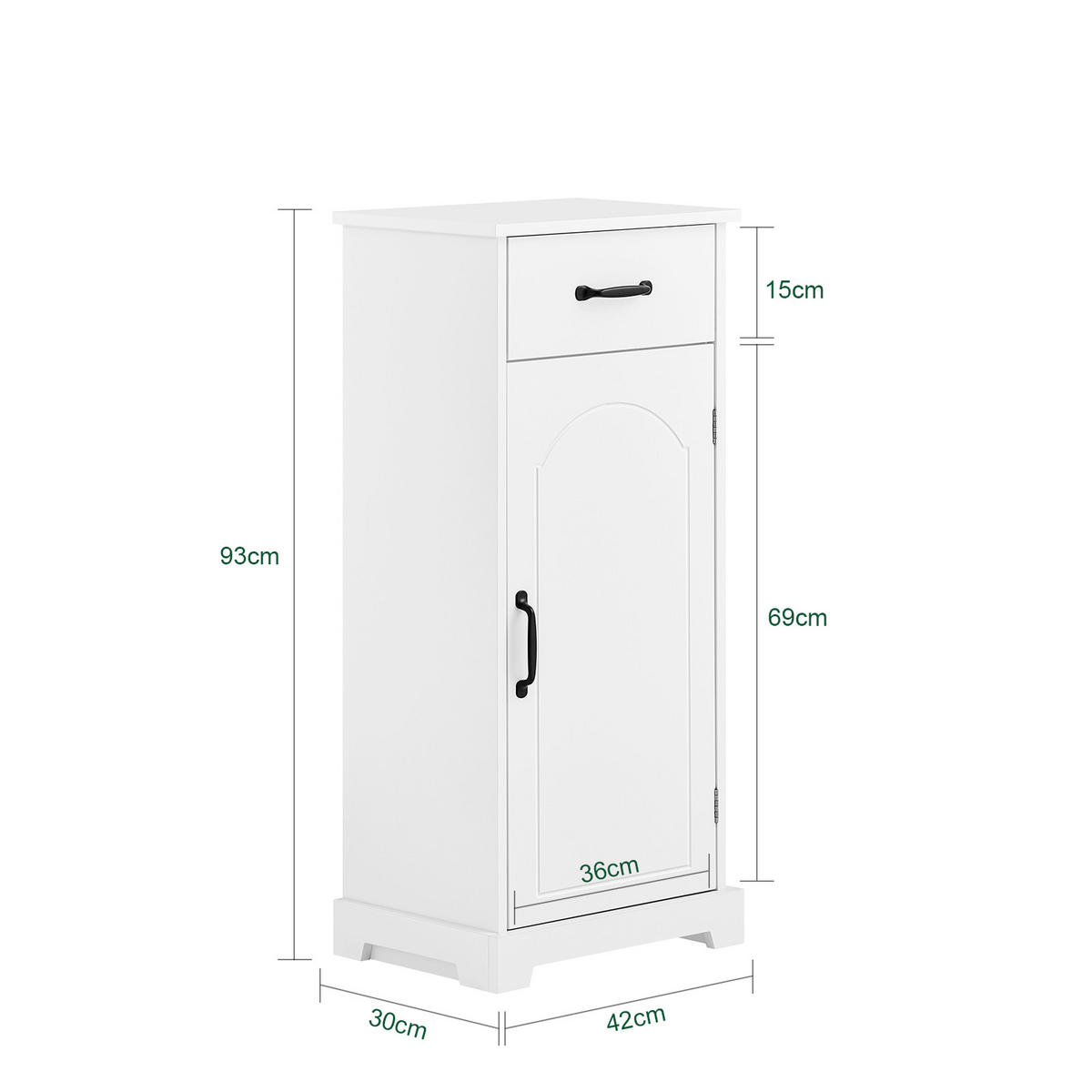 BADEZIMMERSCHRANK Weiß - Weiß, Holzwerkstoff (42/93/30cm) - SoBuy