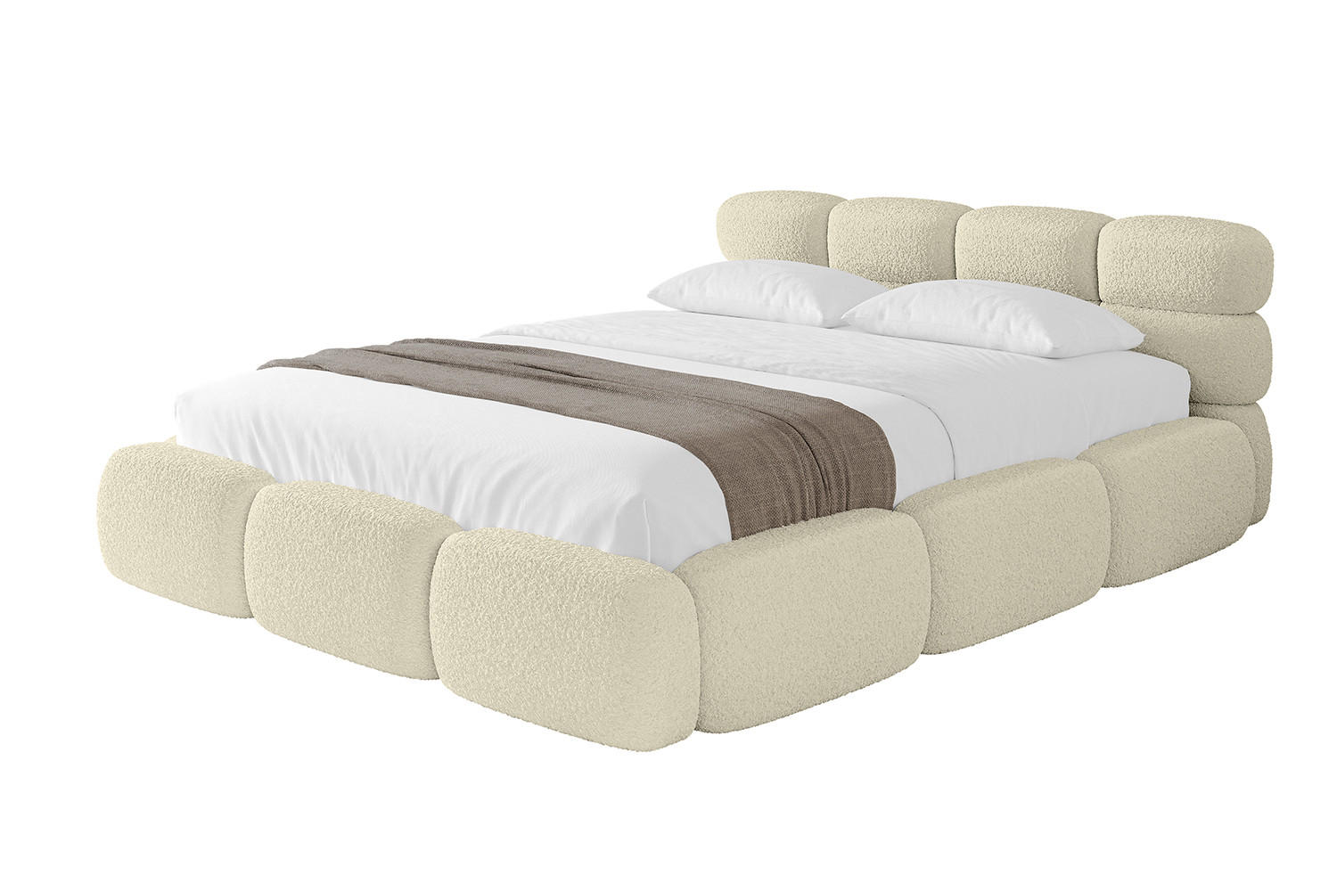 POLSTERBETT mit Bettkasten und Lattenrost, Boxbett ohne Matratze - NOMA 120x200 Beige - Beige, Holzwerkstoff/Textil (120/200cm) - ALTDECOR