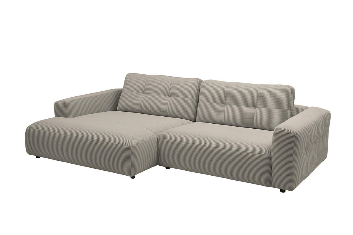 ECKSOFA XL MIKA Grau Cord - Greige/Schwarz, Kunststoff/Textil (296/167cm) - KAWOLA
