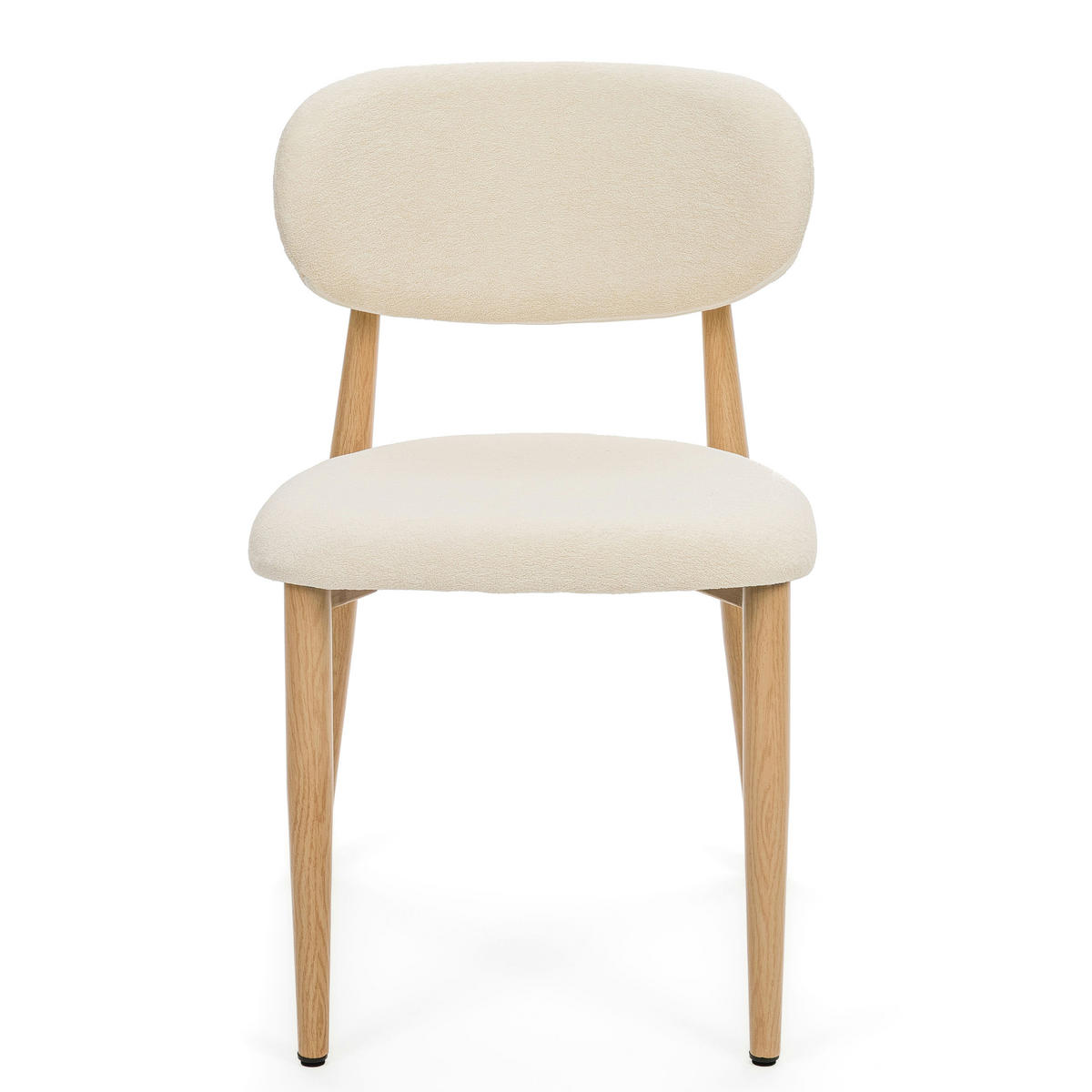 STUHL ALMO gepolstert Beine in Holzoptik - creme - Boucle - Eichefarben/Creme, Textil/Metall (47/77/54cm) - NEW HOME