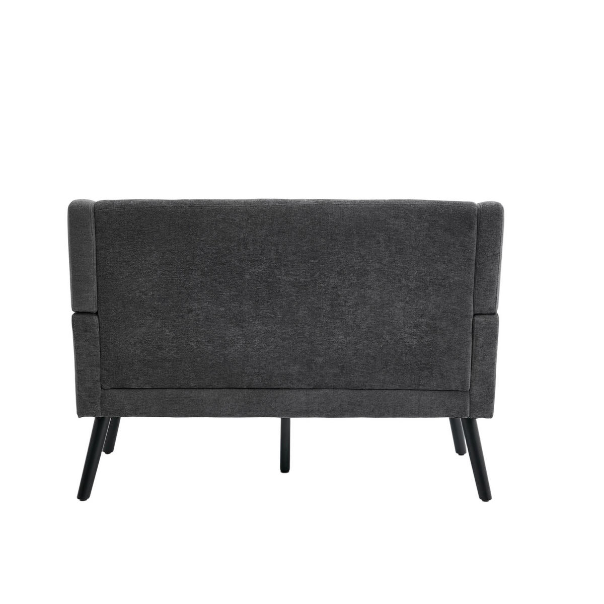 SITZBANK 2-Sitzer mit Knopfpolsterung und Massivholzbeinen, DE-42380, Dunkelgrau - Dunkelgrau, Holzwerkstoff (75/88/120cm) - ComfortXL