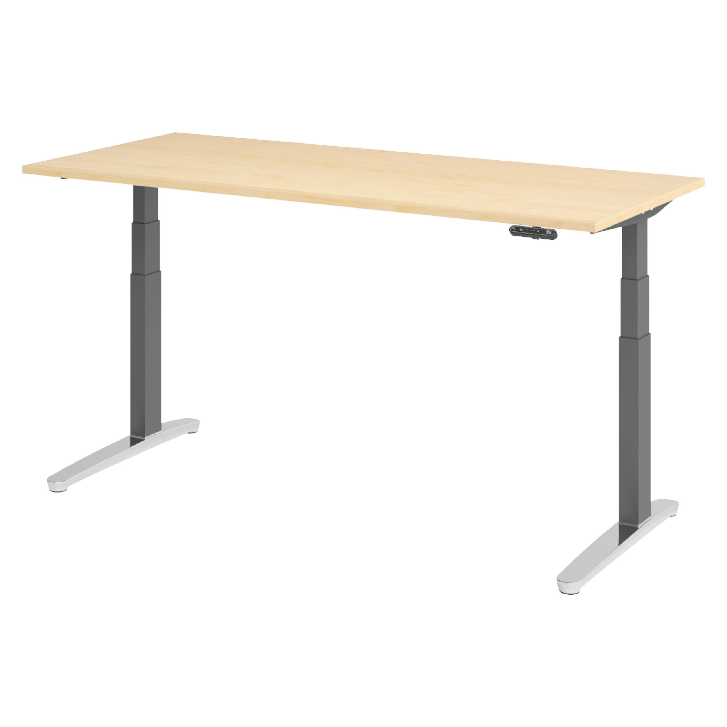 SCHREIBTISCH elektrisch XBHM 80/180/74 cm in Ahornfarben/Graphitfarben/Alu poliert - Ahornfarben/Graphitfarben, Holzwerkstoff (80/180/74cm) - bümö