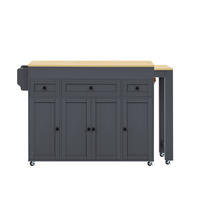 KÜCHENINSEL DE-41131 137-190,6/45,2/92 cm mit seitlich ausziehbarer Arbeitsplatte Grau - Grau, Holzwerkstoff (137/92/45.2cm) - ComfortXL