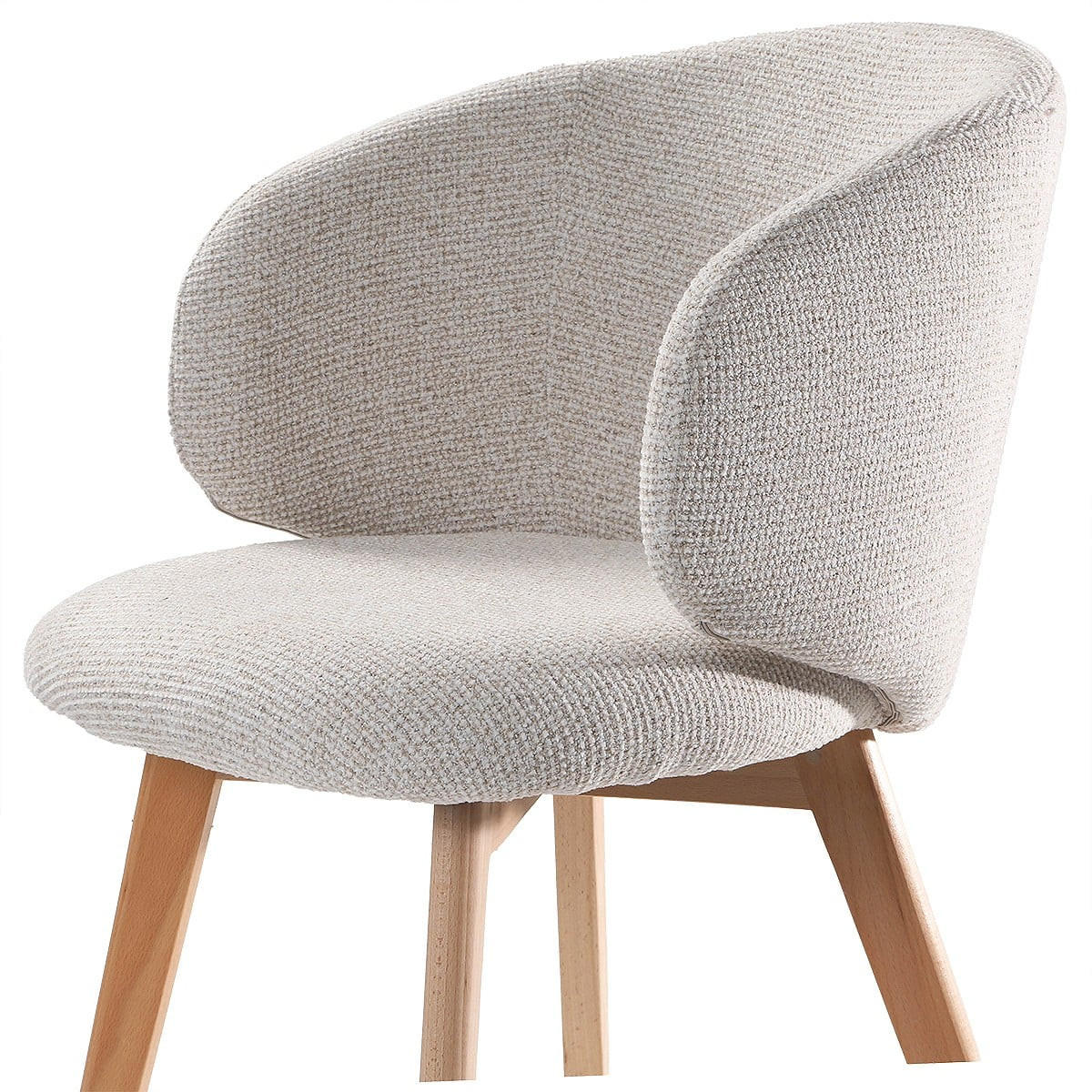 STÜHLE 2er?Set aus stoff und massive Holzfüße 60/55/79 cm - Beige, Textil (55/79/63.5cm) - Calicosy