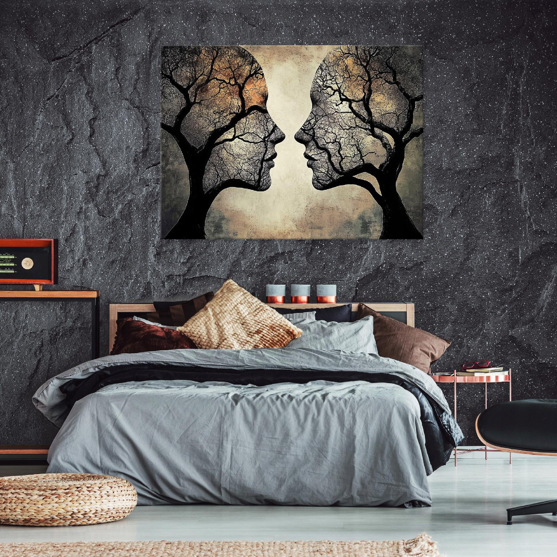 LEINWANDBILD Abstrakt Frau Baum Beige Modern 100x70 - Multicolor, Holzwerkstoff (100/70cm) - Wallarena