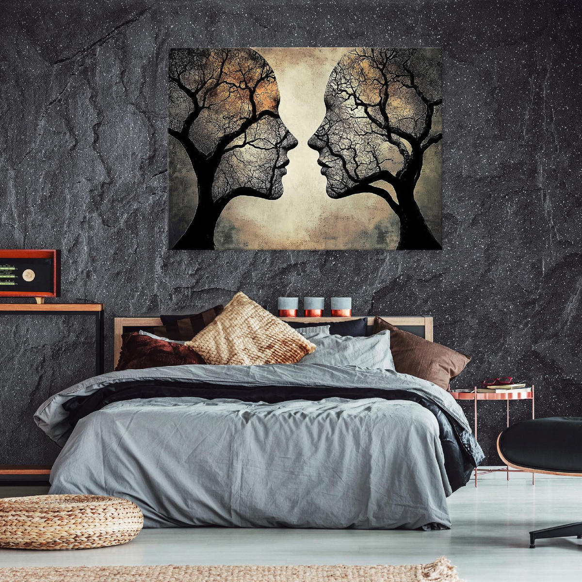 LEINWANDBILD Abstrakt Frau Baum Beige Modern 100x70 - Multicolor, Holzwerkstoff (100/70cm) - Wallarena