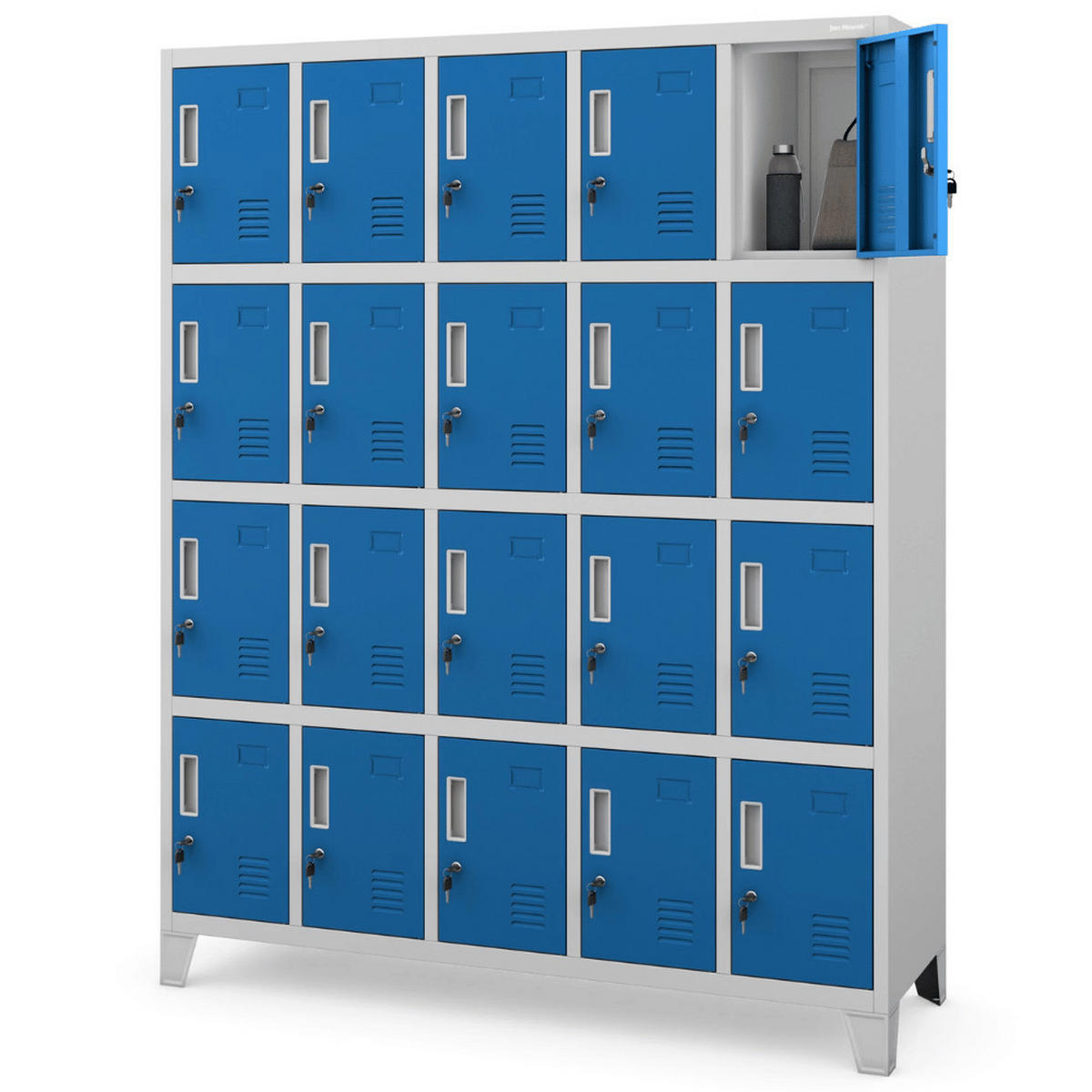 SCHLIESSFACHSCHRANK Spind TAMPA 20 Fächer172x136x45cm Grau-Blau - Grau, Metall (136/172/45cm) - DELUKE