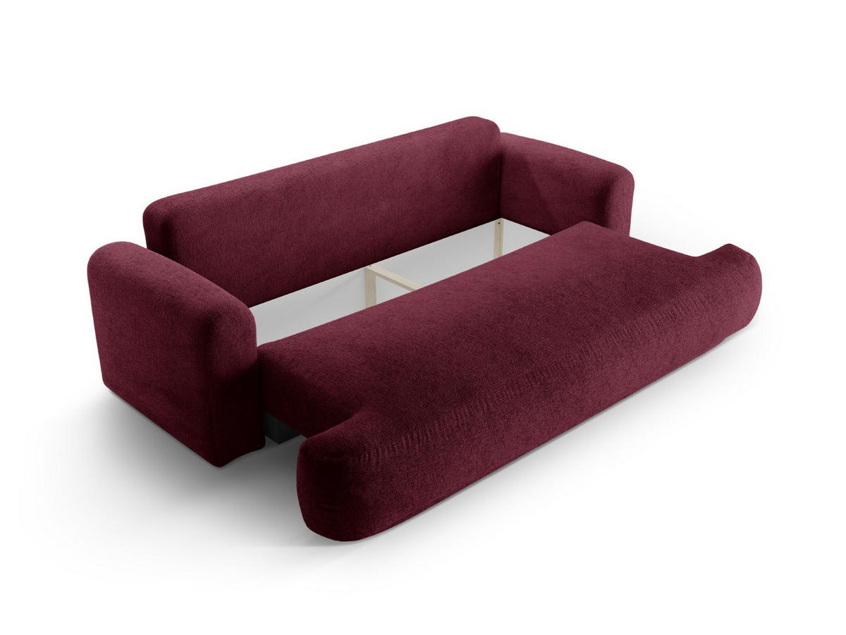 SOFA ausklappbar mit Bettkasten Ella aus strukturiertem Stoff burgundfarben 3 Sitzplätze - Bordeaux, Textil (108/94/271cm) - Micadoni