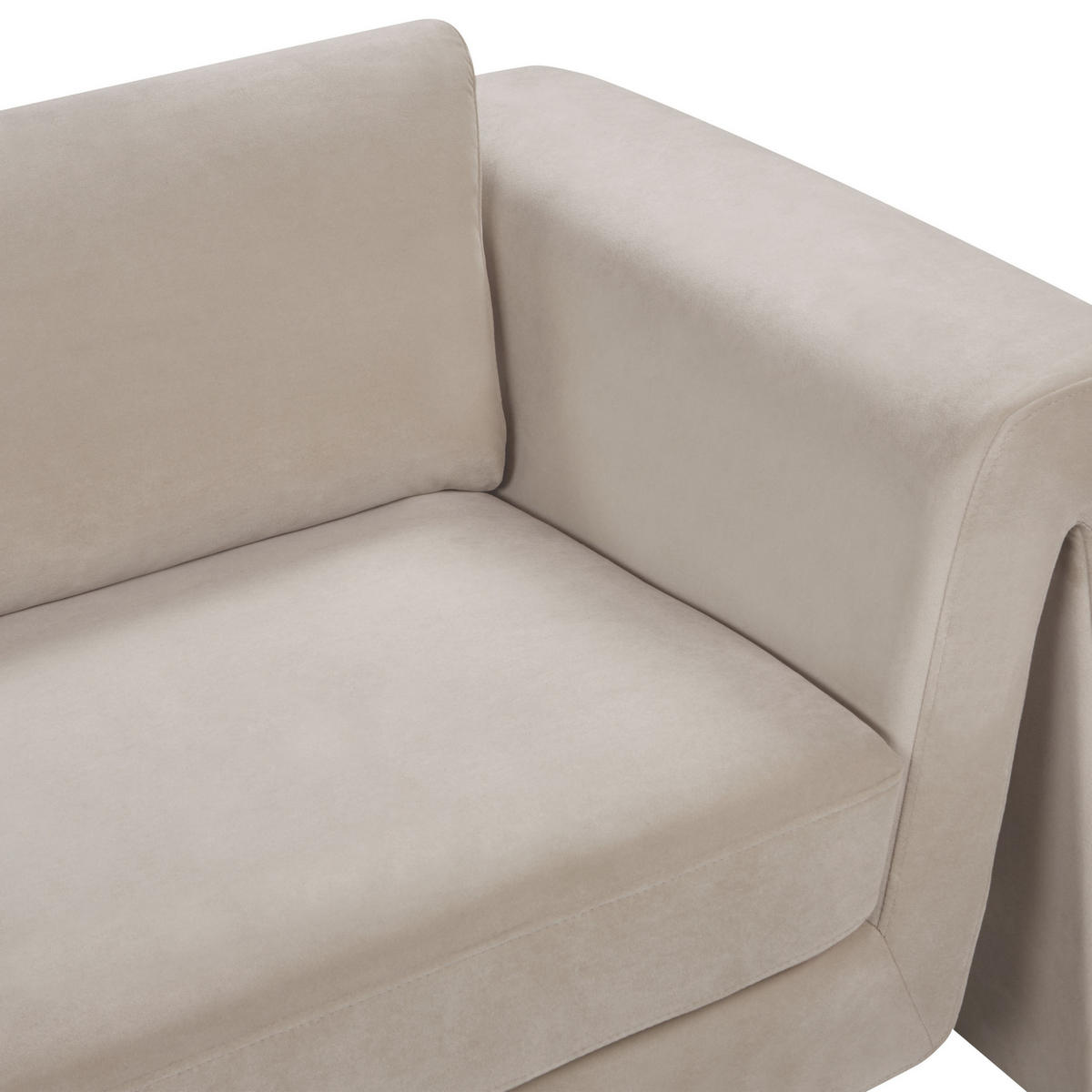 3-SITZER-SOFA Samtstoff taupe Maunu - Taupe/Schwarz, Textil (237/76/83cm) - Beliani