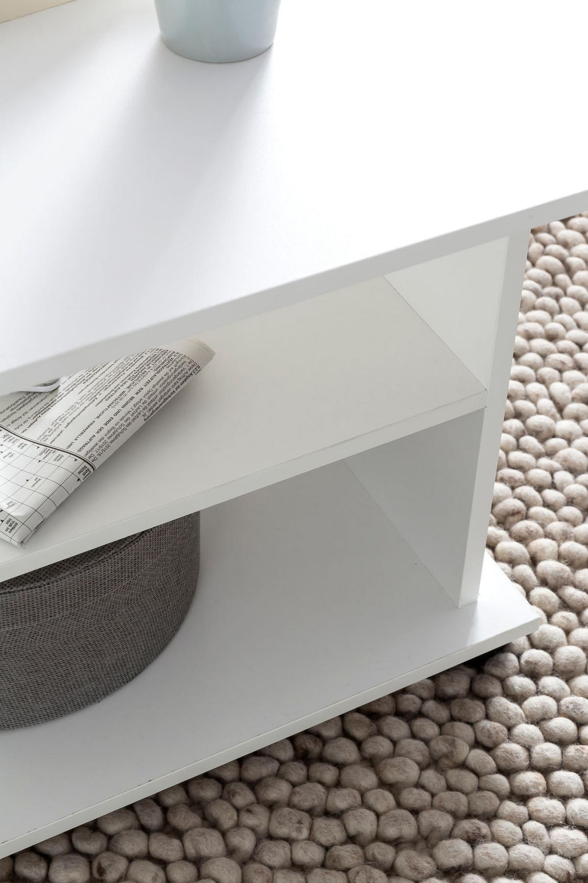 COUCHTISCH mit zwei Ablageflächen, Rollen und Melaminharzbeschichtung, Weiß 95x54x51 cm - Schwarz/Weiß, Holz (54/95/51cm) - KADIMA DESIGN