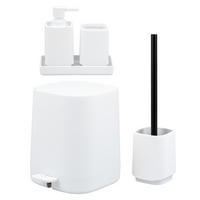 BAD-ACCESSOIRES-SET VALONA 5tlg., weiß, Kunststoff - Weiß, Kunststoff (21/25.5/21cm) - eluno